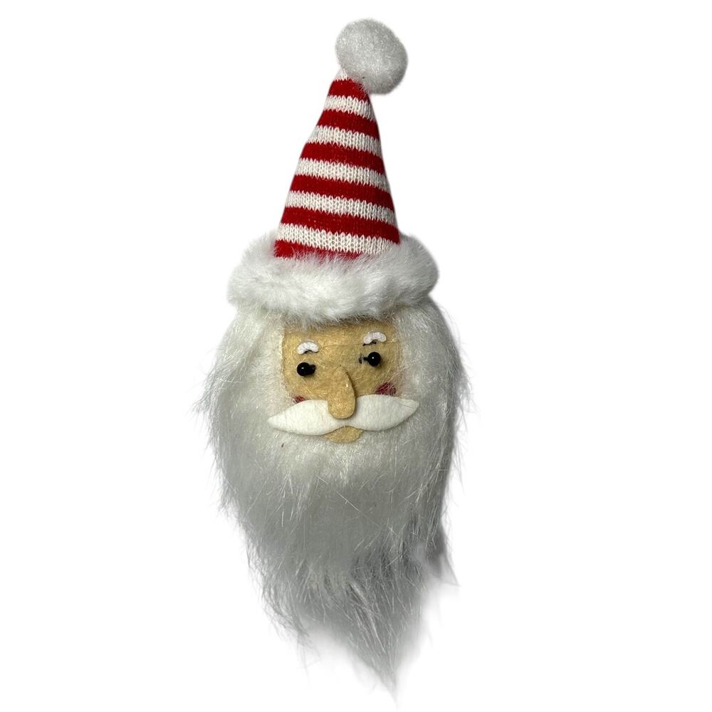 Wondershop Santa Face Ornament with Red Striped Hat  Plush Christmas Decor NEW
